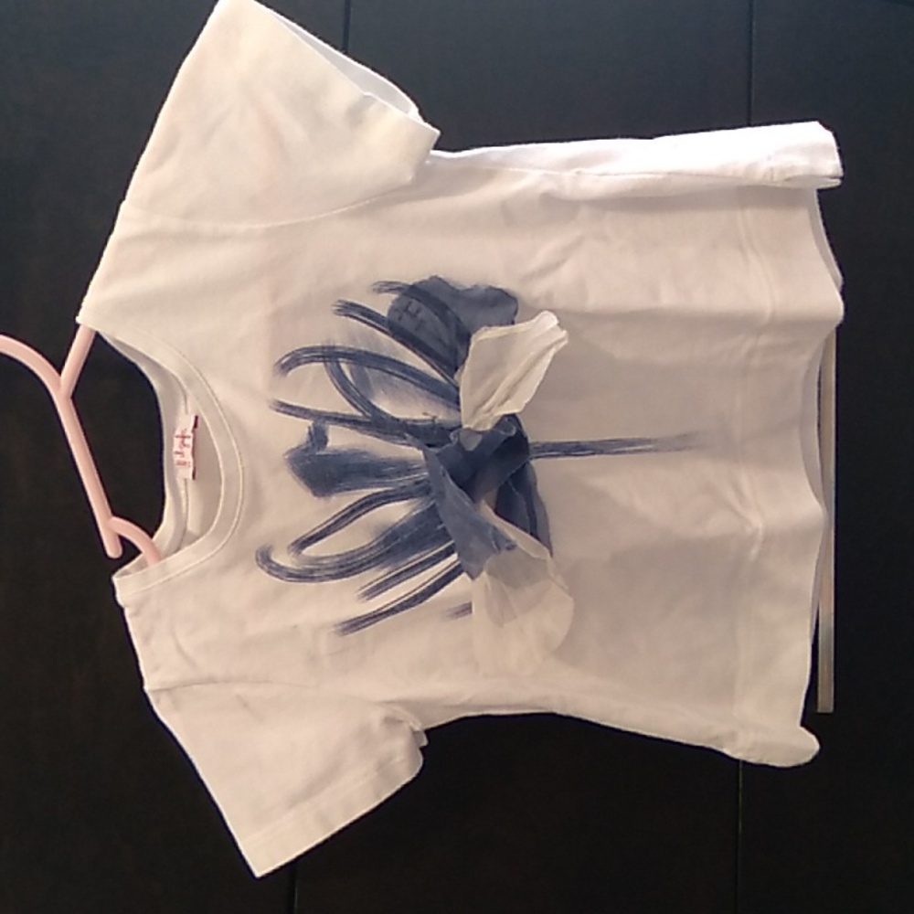 IL Gufo girls size 3 navy blue and white flower short sleeve t-shirt